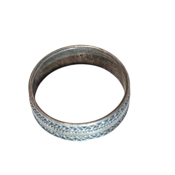 Sterling Silver 925 Vintage Style Band Ring Sz 10 Intricate Engraved Pattern - Picture 3 of 7